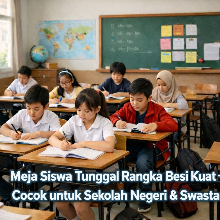 Meja Siswa Tunggal Rangka Besi Kuat – Cocok untuk Sekolah Negeri & Swasta